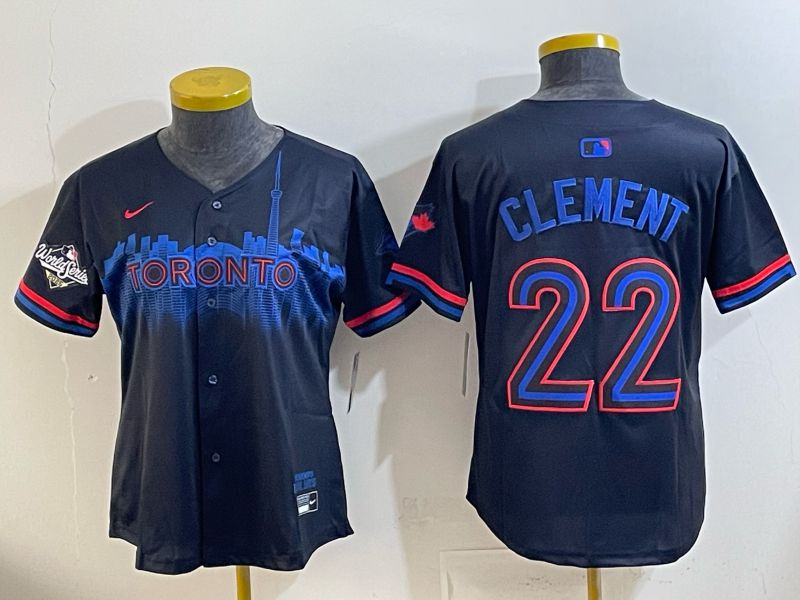 Women 2025 Nike Toronto Blue Jays #22 Clement black Game MLB Jersey 03->women mlb jersey->Women Jersey